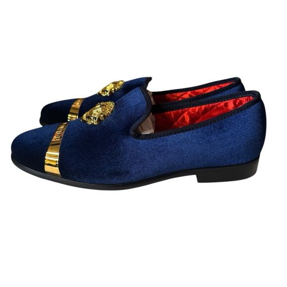 Elan Roman NEW Blue Velvet Men's Dress Shoes, Size 44 US Size 10 Luxury Formal - Picture 5 of 8